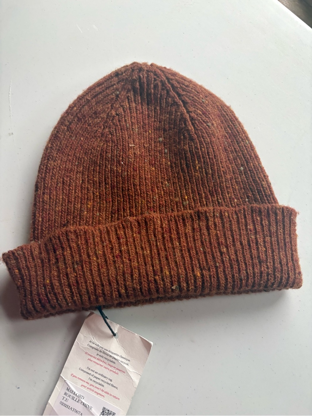 Octobre Éditions “Mallord” Wool Beanie – Rouille Chiné (Rust Heather), NWT